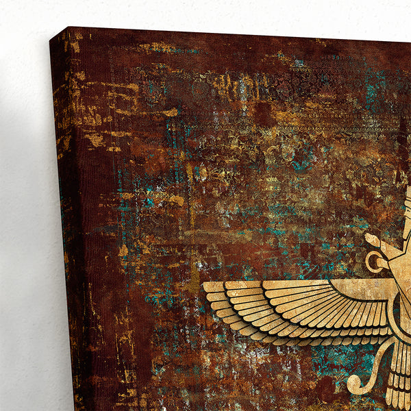 Faravahar Symbol Multi-Panel Canvas Print - Zoroastrian Persian Wall Art