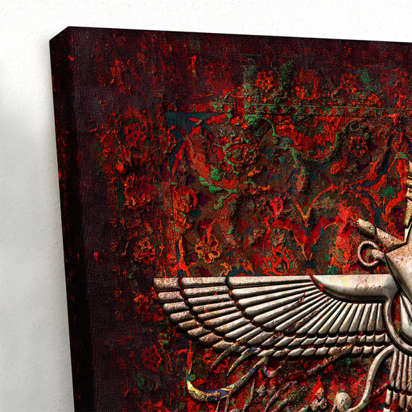 Eternal Wisdom Zarathustra Canvas Print with Faravahar Symbol Art