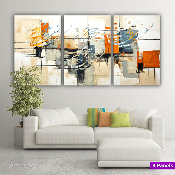 Eternal Elegance Saadi Shirazi Poem Abstract Canvas Wall Art 3 Panels