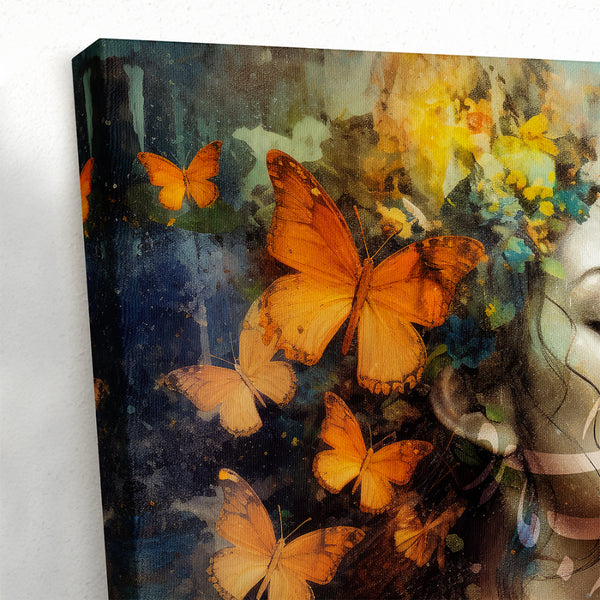 Hafez Persian Calligraphy Canvas Art - Woman with Butterflies Decor