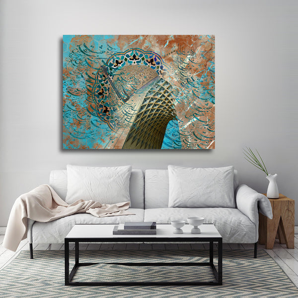 Tehran Azadi tower with Rumi quote wall art | Persian home decor | Persian Calligraphy | Persian Wall Art | Persian Art | Persian gift - Artorang