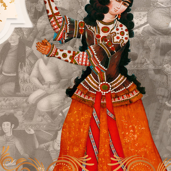 Qajar girl dancing with castanets, harem canvas print wall art, Persian gift - Artorang