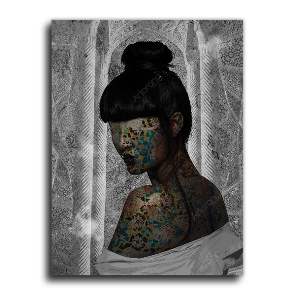 Persian patterns on her body Canvas Art | Persian Wall Art Canvas Art | Persian Home Decor | Arabic art | Arabic design | Persian design - Artorang