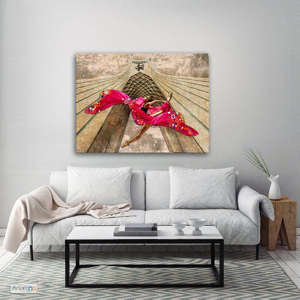 Tehran Azadi Tower Canvas Print Wall Art - Jumping into Freedom