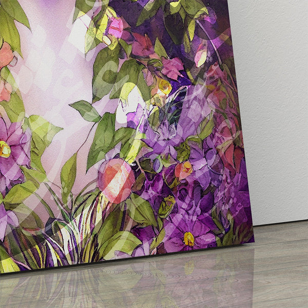 Persian Girl and Flowers Farsi Calligraphy Wall Art Canvas Print