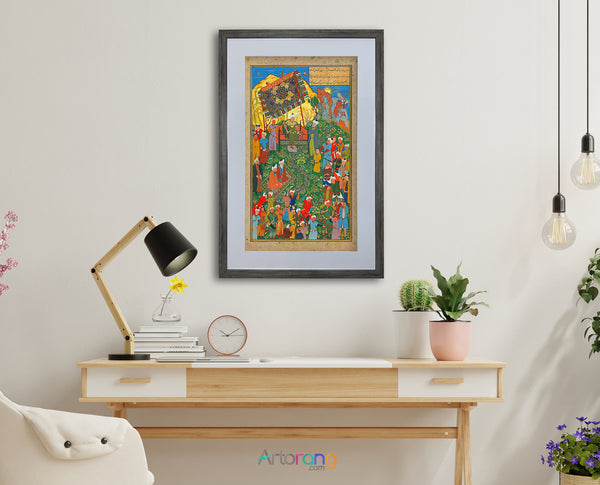 Sa’di’s Gulistan by Mahmud Muzahhib - Framed Persian Miniature Art