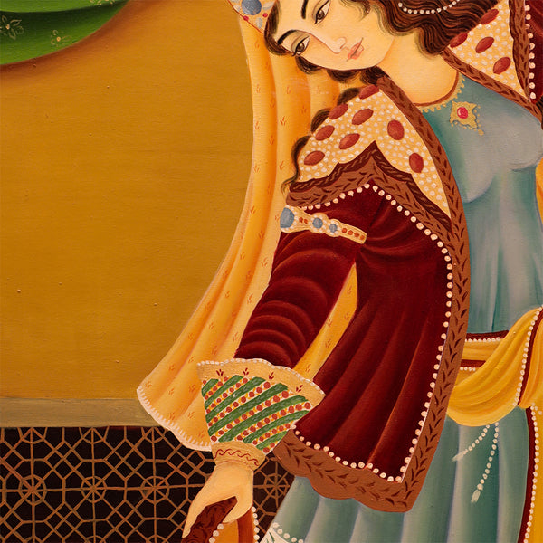 Persian girl playing the tambourine, Persia, Qajar dynasty wall art - Artorang