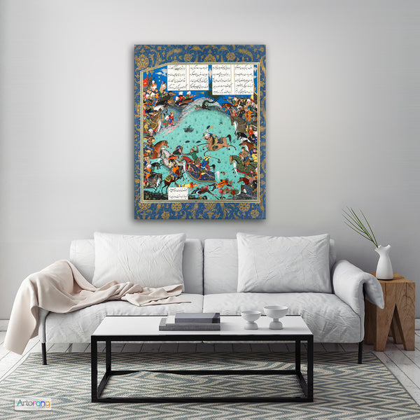 Shahnameh of Shah Tahmasp canvas print wall art | Persian miniature | Persian poet Ferdowsi | Persian gift - Artorang