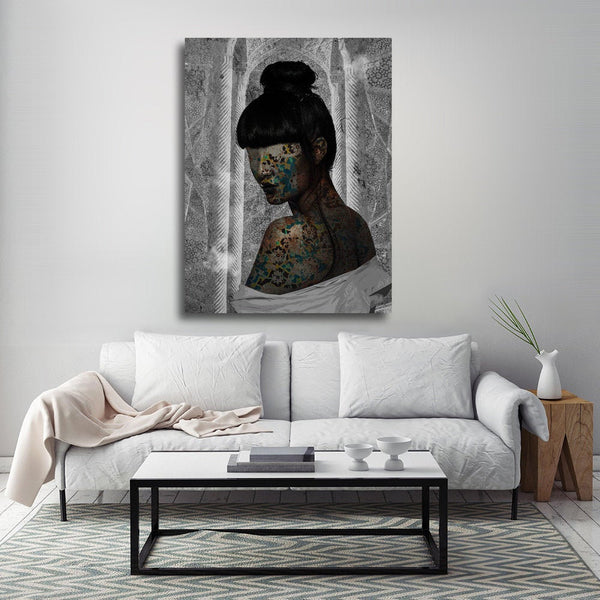 Persian patterns on her body Canvas Art | Persian Wall Art Canvas Art | Persian Home Decor | Arabic art | Arabic design | Persian design - Artorang