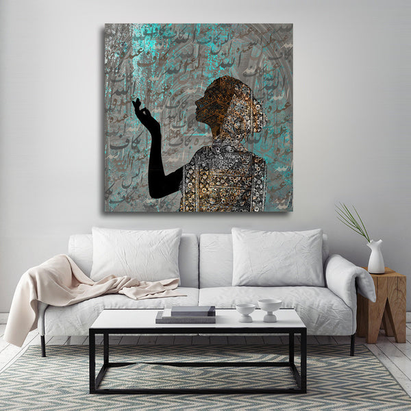 A prayer for love Arabic version | Girl with Arabic Pattern | Arabic Wall Art | Arabic Home Decor | Persian Art | Arabic calligraphy - Artorang