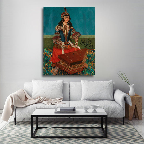 Qajar girl plays Santour canvas print wall art | Qajar dynasty | Ancient Persian art | Persian artwork | Persian art | Persian gift - Artorang