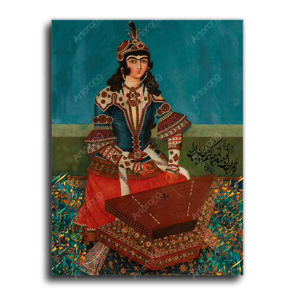Qajar girl plays Santour canvas print wall art | Qajar dynasty | Ancient Persian art | Persian artwork | Persian art | Persian gift - Artorang