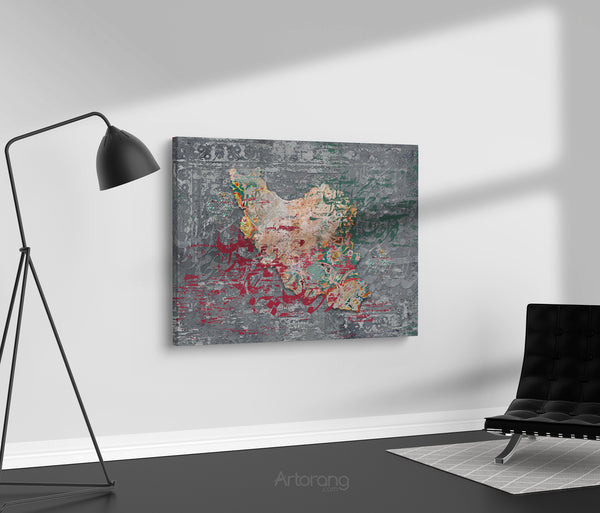 Persia Map and Rumi Quote on Persian Carpet Design Canvas Print Wall Art, Ready to Hang Persian Home Decor, Persian Artwork, Persian Gift