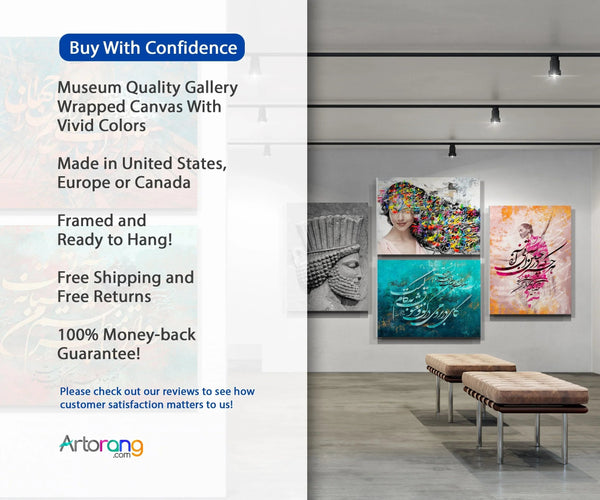 Tehran Azadi Tower Wall Art with Persian Girl - Vibrant Canvas Print Triptych