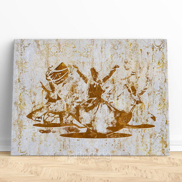 Whirling Dervishes Canvas Print with Rumi Quote - Sufi Dance Wall Art