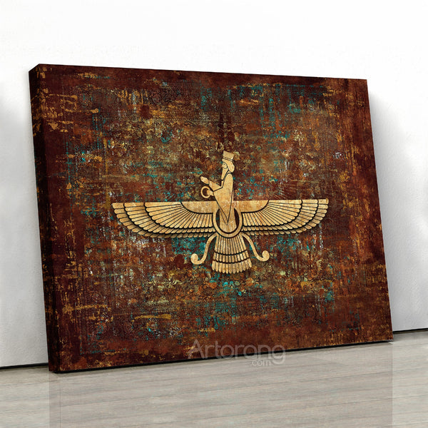 Faravahar Symbol Multi-Panel Canvas Print - Zoroastrian Persian Wall Art