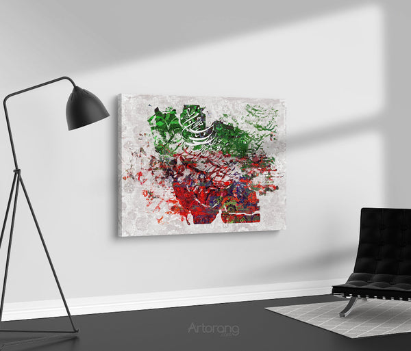 Ferdowsi Inspired Persian Map Canvas Art with Farsi Calligraphy