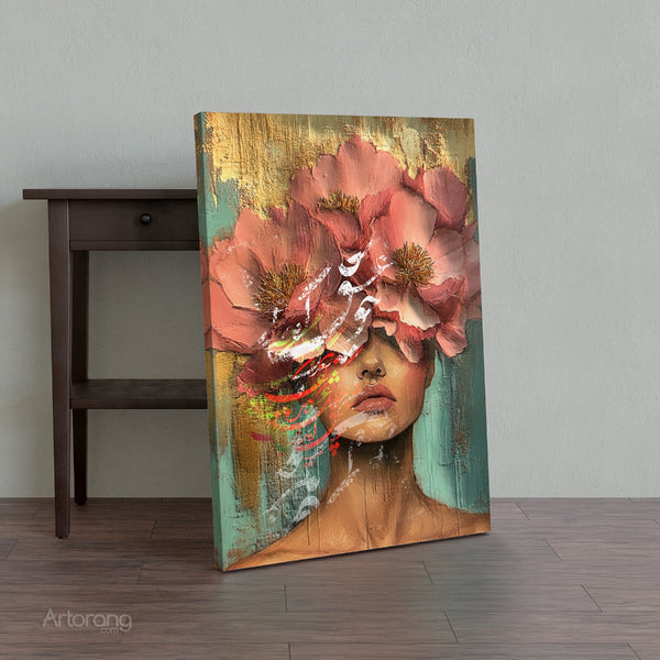 Bloom of Love Persian Poetry Canvas Art with Floral Design and Calligraphy
