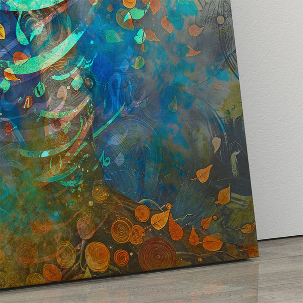 Colorful Abstract Tree Wall Art with Ferdowsi Quote and Persian Calligraphy