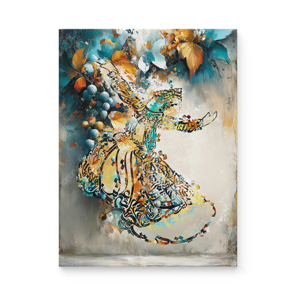 Sufi Whirling Dervish Persian Calligraphy Wall Art Canvas Print