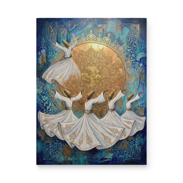 Sufi Whirling Persian Wall Art Canvas Print - Farsi Poetry Inspired Decor