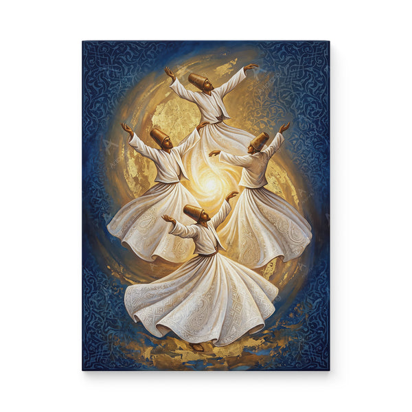 Sufi Whirling Persian Wall Art Canvas Print - Farsi Poetry Inspired Decor