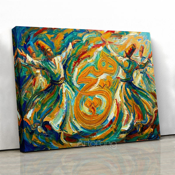 Sufi Dervishes Dance Canvas Print - Vibrant Wall Art Inspired by Persian Culture