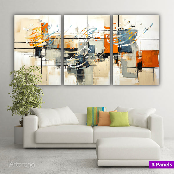 Eternal Elegance, Saadi Shirazi Poem Abstract Triptych, Persian Calligraphy Canvas Wall Art, Modern Farsi 3 Panels Calligraphy Painting