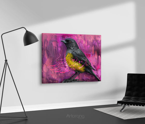 Flight Within, Persian Calligraphy Canvas by Rumi, Bird Lover Art