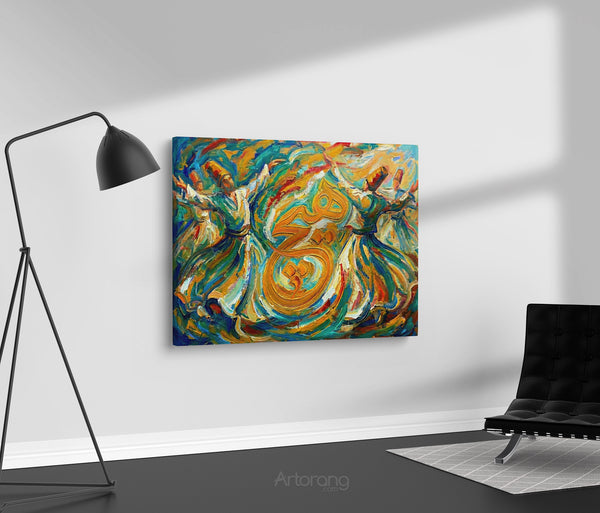 Sufi Dervishes Dance Canvas Print - Vibrant Wall Art Inspired by Persian Culture