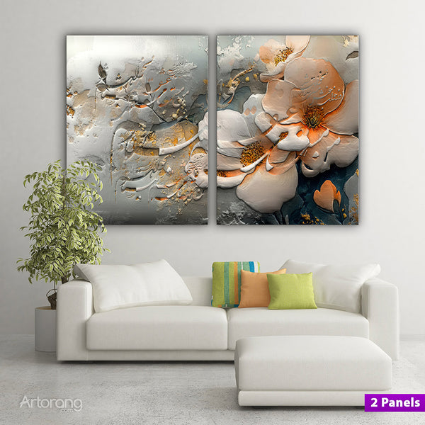 Elegant Persian Floral Canvas Print with Poetic Touch - Abstract Farsi Wall Art Triptych