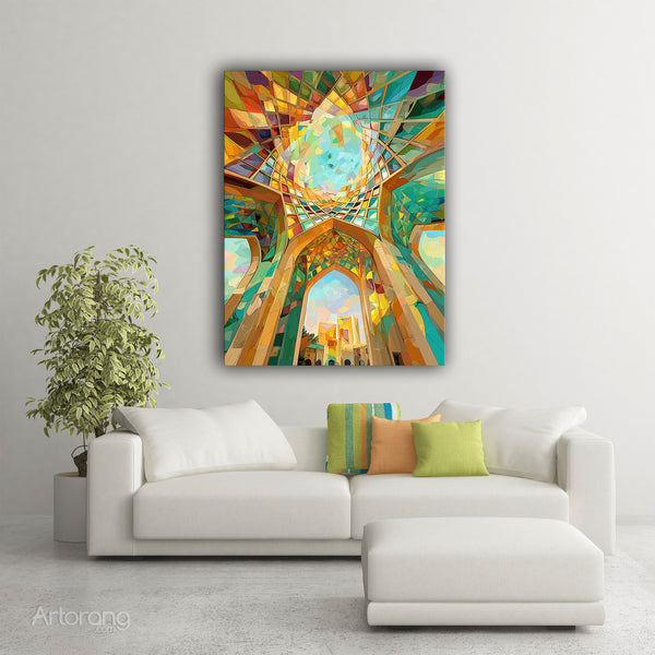 Persian Architecture Canvas Print – Vibrant Geometric Wall Art for Home Décor