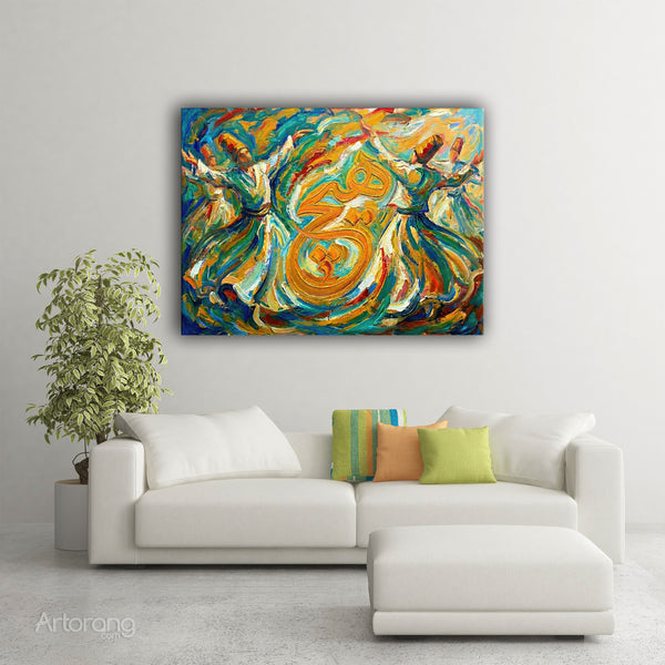 Sufi Dervishes Dance Canvas Print - Vibrant Wall Art Inspired by Persian Culture