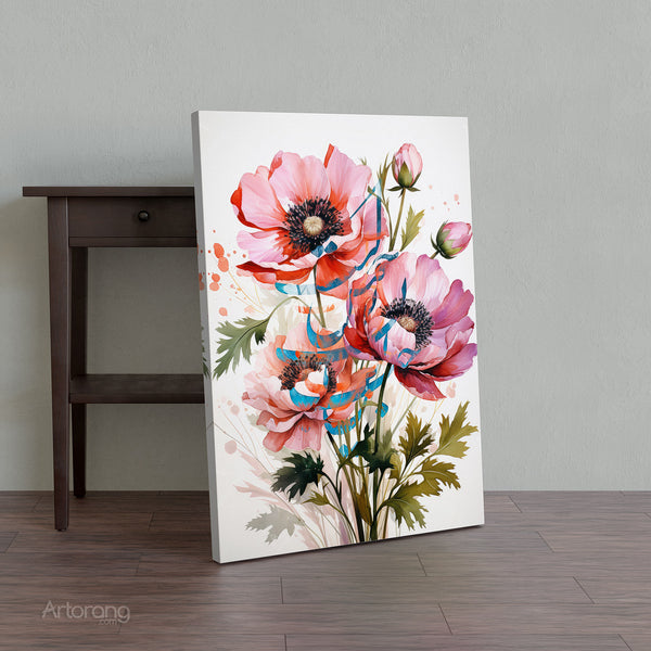 Persian calligraphy floral wall art on canvas
