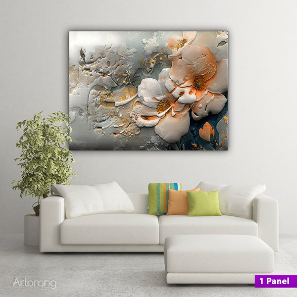 Elegant Persian Floral Canvas Print with Poetic Touch - Abstract Farsi Wall Art Triptych