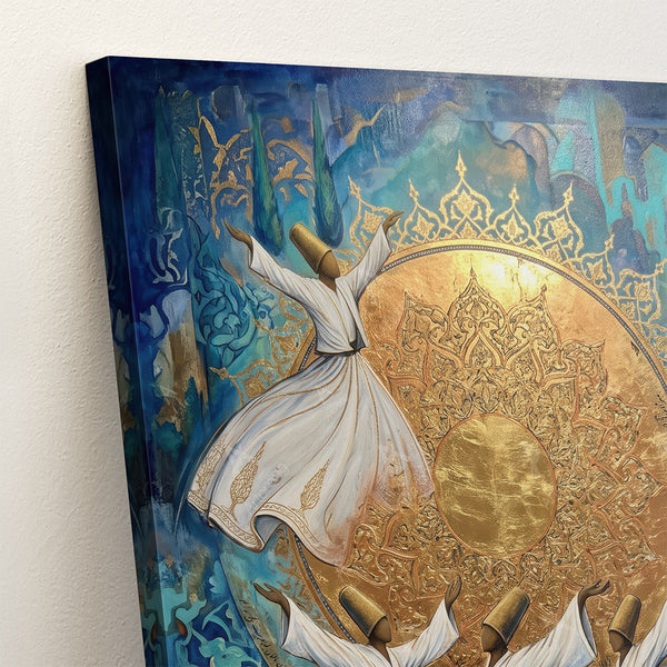 Sufi Whirling Persian Wall Art Canvas Print - Farsi Poetry Inspired Decor