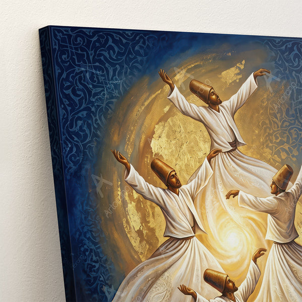 Sufi Whirling Persian Wall Art Canvas Print - Farsi Poetry Inspired Decor