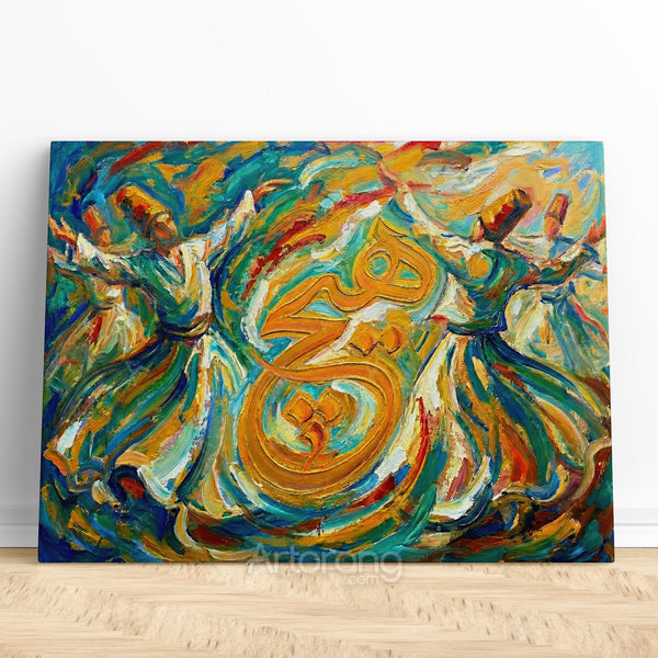 Sufi Dervishes Dance Canvas Print - Vibrant Wall Art Inspired by Persian Culture