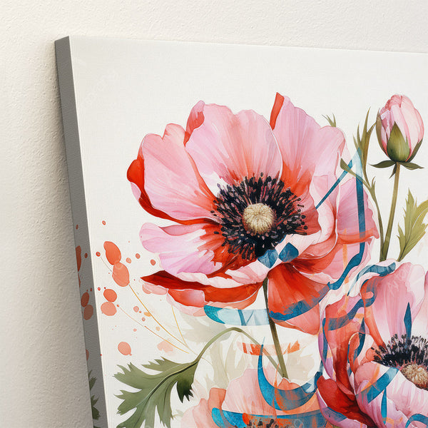 Close-up of Persian calligraphy in floral canvas art
