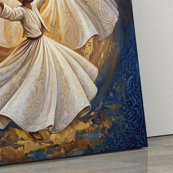 Sufi Whirling Persian Wall Art Canvas Print - Farsi Poetry Inspired Decor