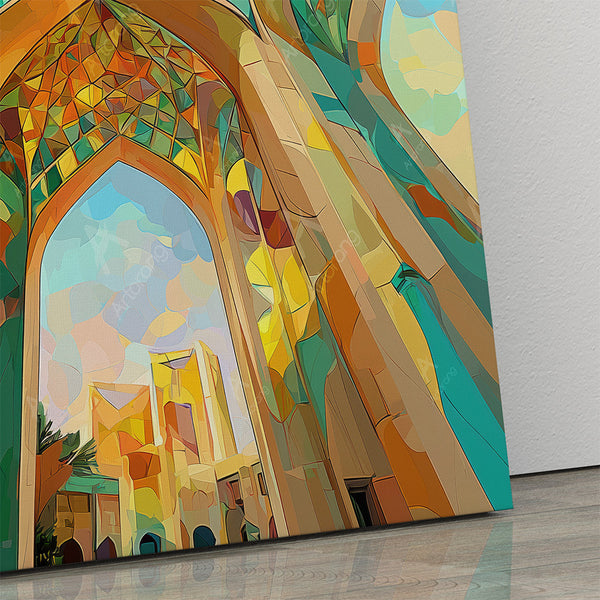 Persian Architecture Canvas Print – Vibrant Geometric Wall Art for Home Décor