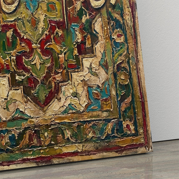 Close-up of Persian calligraphy details in Saadi canvas artwork
