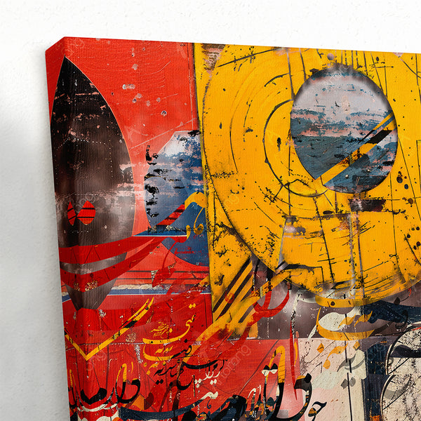 Close-up of hand-written Persian calligraphy in Saadi canvas art