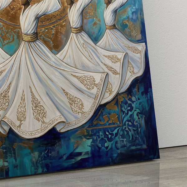 Sufi Whirling Persian Wall Art Canvas Print - Farsi Poetry Inspired Decor