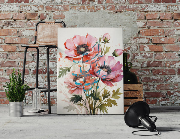 Rumi poetry floral canvas with Persian calligraphy
