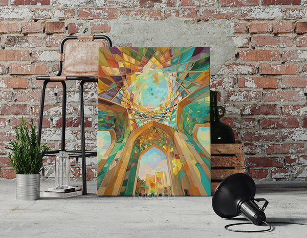 Persian Architecture Canvas Print – Vibrant Geometric Wall Art for Home Décor