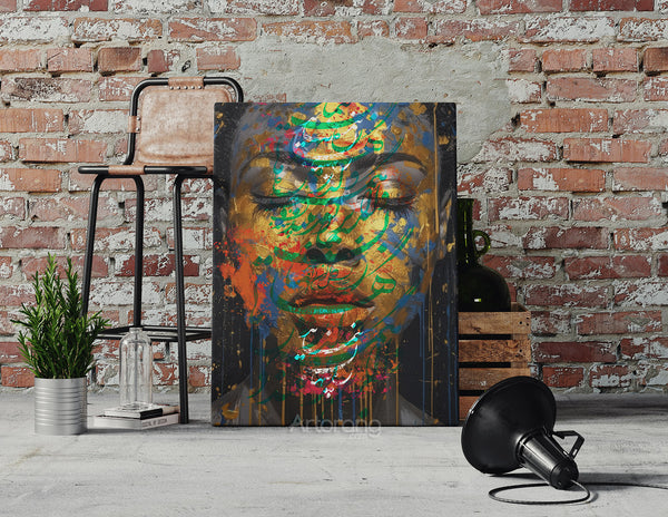 Artorang exclusive canvas with layered textures and mystical poem design
