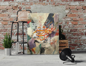 Abstract Persian art canvas displayed in a modern room setting by Artorang.
