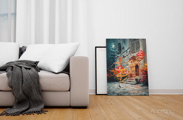 Persian Calligraphy Canvas Print Featuring Khayyam Quote in Shekasteh Nastaliq Style