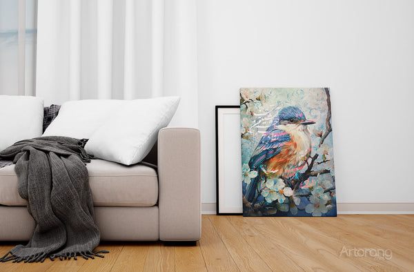 Artorang Persian poem canvas art with bird and floral elements
